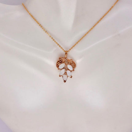 White Fire Opal Necklace - Vintage Style, Gold Filled Minimalist Charm