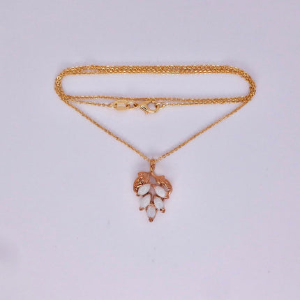 White Fire Opal Necklace - Vintage Style, Gold Filled Minimalist Charm