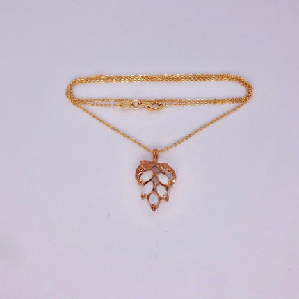 White Fire Opal Necklace - Vintage Style, Gold Filled Minimalist Charm