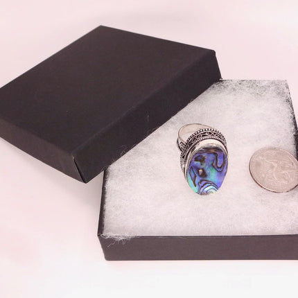 Vintage Abalone Statement Ring - White Bronze, Size 9