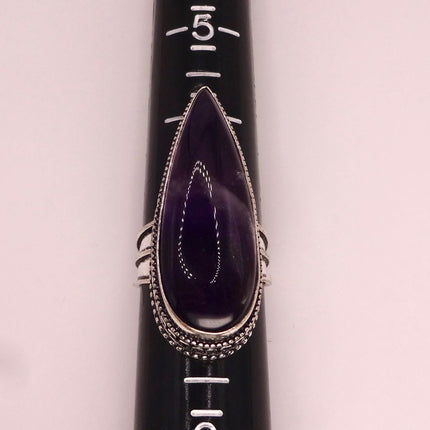 Vintage Purple Amethyst Cocktail Ring Silver Band Statement Ring