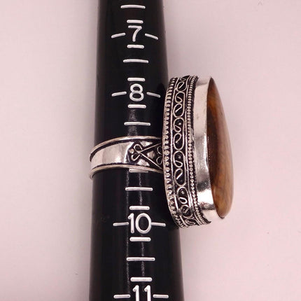 Vintage Chunky Tigers Eye Cocktail Ring - Statement Band