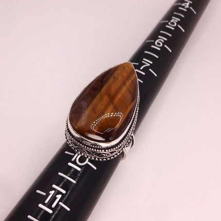 Vintage Chunky Tigers Eye Cocktail Ring - Statement Band