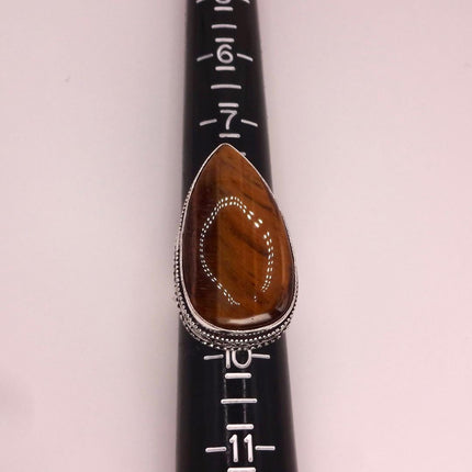 Vintage Chunky Tigers Eye Cocktail Ring - Statement Band