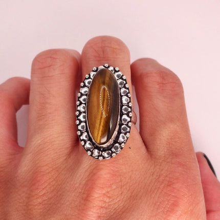 Vintage Chunky Tigers Eye Cocktail Ring - Statement Band