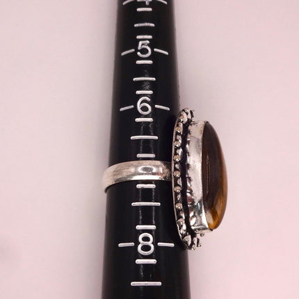Vintage Chunky Tigers Eye Cocktail Ring - Statement Band