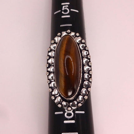 Vintage Chunky Tigers Eye Cocktail Ring - Statement Band