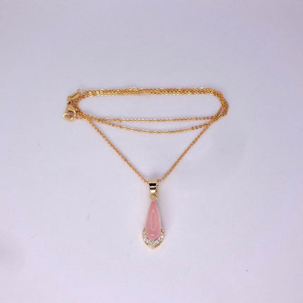 Vintage Pink Rose Quartz Boho Gold Filled Necklace