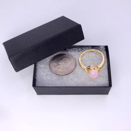 Vintage Gold Bronze Pink Rose Quartz Ring: Boho