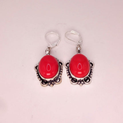 Vintage Red Carnelian Silver Earrings | 925 sterling Silver Lever Backs