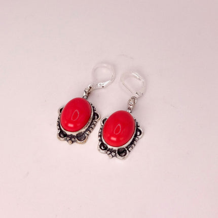 Vintage Red Carnelian Silver Earrings | 925 sterling Silver Lever Backs
