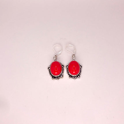 Vintage Red Carnelian Silver Earrings | 925 sterling Silver Lever Backs