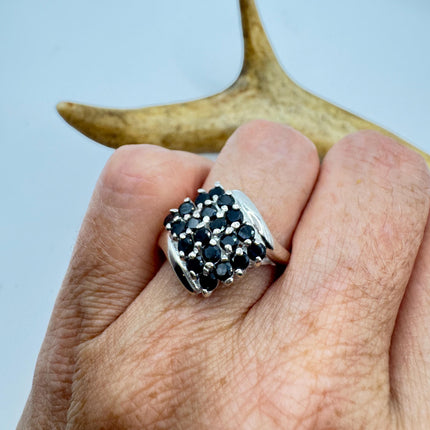 Vintage Blue Sapphire Ring: 925 Sterling Silver