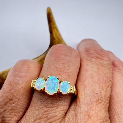 Vintage Fire Opal Ring Gold 925 Sterling Silver
