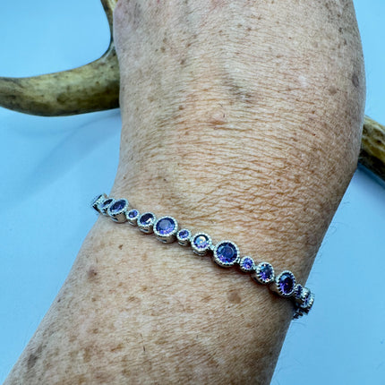 Purple Amethyst Tennis Bracelet - Vintage Sterling Silver Jewelry