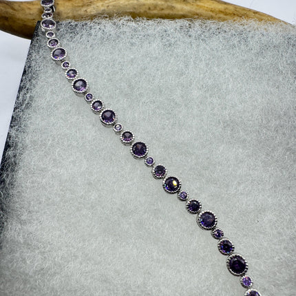 Purple Amethyst Tennis Bracelet - Vintage Sterling Silver Jewelry