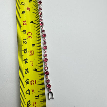 Vintage Pink Topaz Tennis Bracelet: 925 Sterling Silver