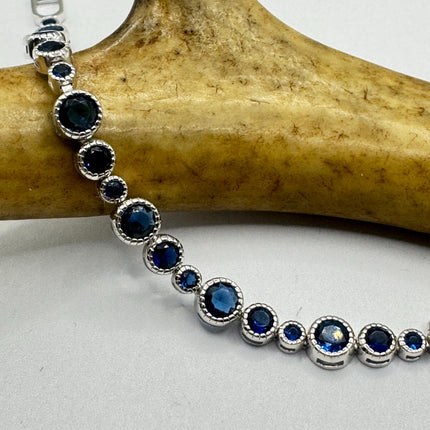 Vintage Blue Iolite CZ Bracelet Sterling Silver 925