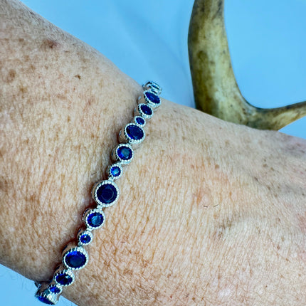Vintage Blue Iolite CZ Bracelet Sterling Silver 925
