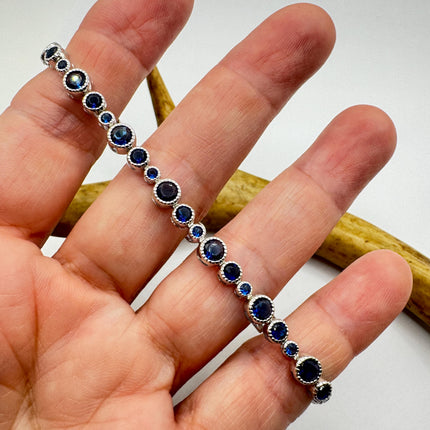 Vintage Blue Iolite CZ Bracelet Sterling Silver 925