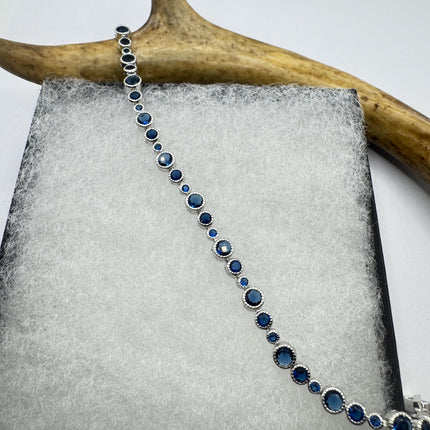 Vintage Blue Iolite CZ Bracelet Sterling Silver 925