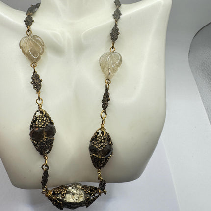 Vintage Pyrite Crystal Bronze Necklace Gold Pyrite