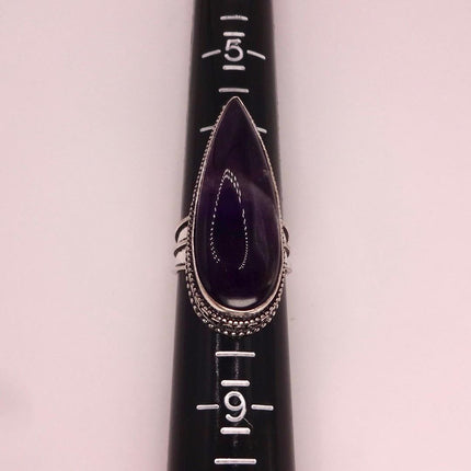 Vintage Purple Amethyst Cocktail Ring Silver Band Statement Ring