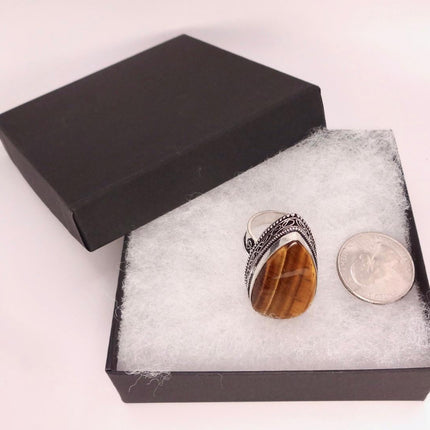 Vintage Chunky Tigers Eye Cocktail Ring - Statement Band