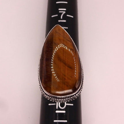 Vintage Chunky Tigers Eye Cocktail Ring - Statement Band