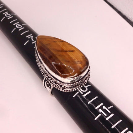 Vintage Chunky Tigers Eye Cocktail Ring - Statement Band