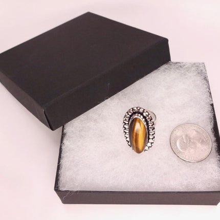 Vintage Chunky Tigers Eye Cocktail Ring - Statement Band