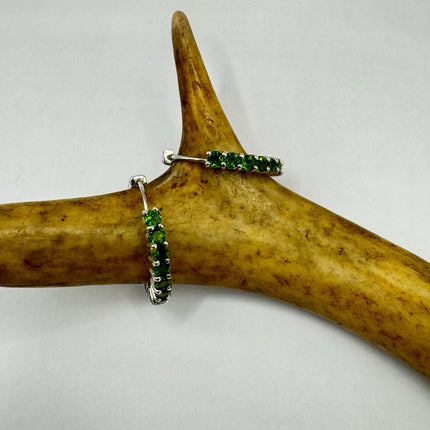 Vintage Green Chrome Diopside 925 Sterling Silver Hoop Earrings