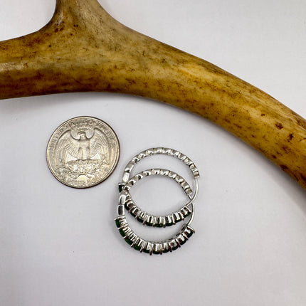 Vintage Green Chrome Diopside 925 Sterling Silver Hoop Earrings