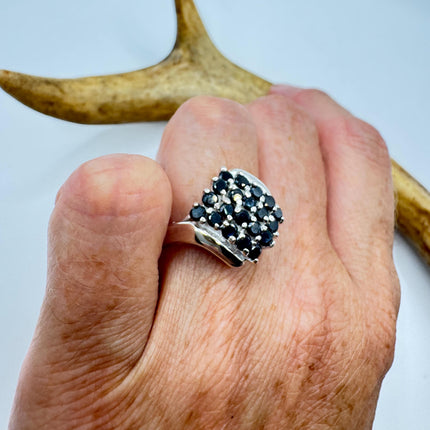 Vintage Blue Sapphire Ring: 925 Sterling Silver