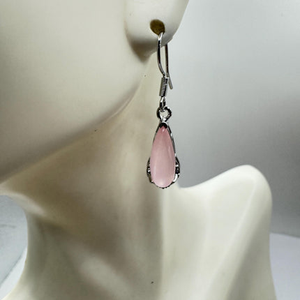 Vintage Pink Rose Quartz Earrings