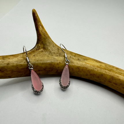 Vintage Pink Rose Quartz Earrings
