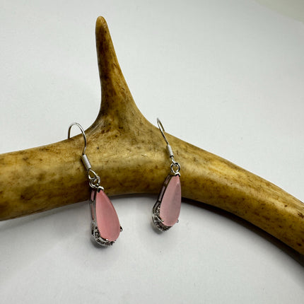 Vintage Pink Rose Quartz Earrings