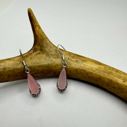 Vintage Pink Rose Quartz Earrings