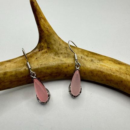 Vintage Pink Rose Quartz Earrings