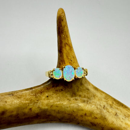 Vintage Fire Opal Ring Gold 925 Sterling Silver