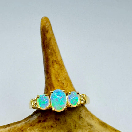 Vintage Fire Opal Ring Gold 925 Sterling Silver