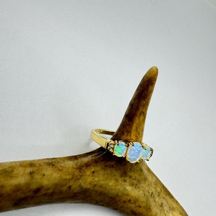 Vintage Fire Opal Ring Gold 925 Sterling Silver