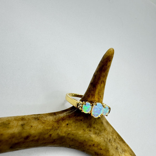 Vintage Fire Opal Ring Gold 925 Sterling Silver
