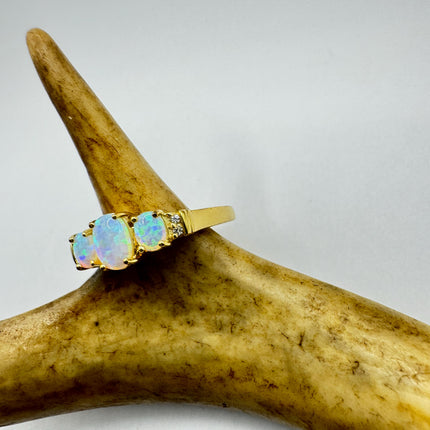 Vintage Fire Opal Ring Gold 925 Sterling Silver