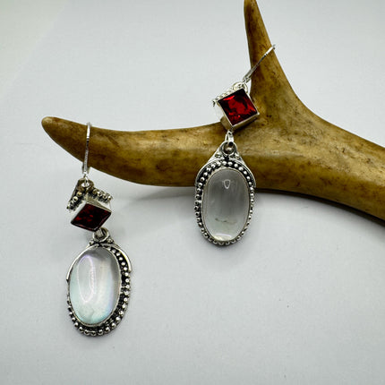 Vintage White Opal Glass Dangle Earrings Sterling Silver Design Statement Leverbacks