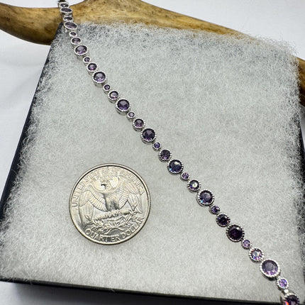 Purple Amethyst Tennis Bracelet - Vintage Sterling Silver Jewelry