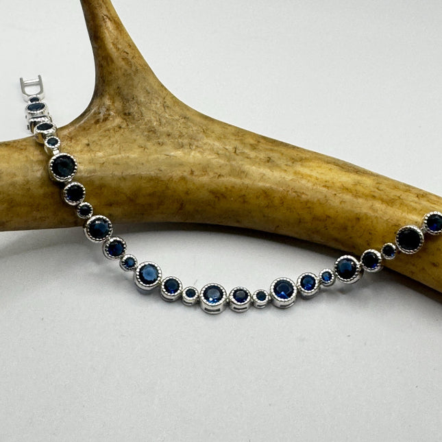 Vintage Blue Iolite CZ Bracelet Sterling Silver 925