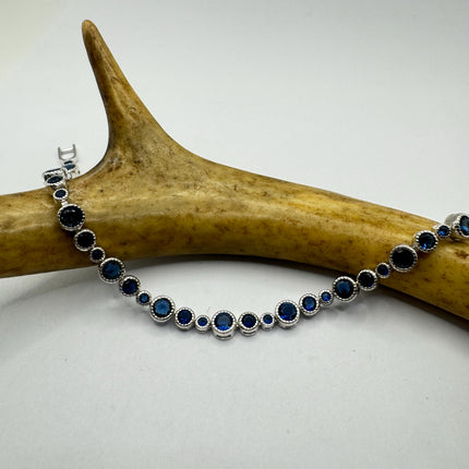 Vintage Blue Iolite CZ Bracelet Sterling Silver 925