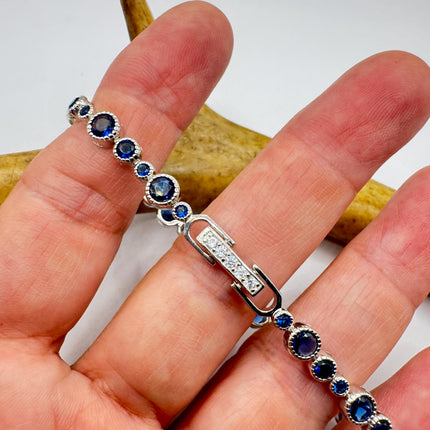 Vintage Blue Iolite CZ Bracelet Sterling Silver 925