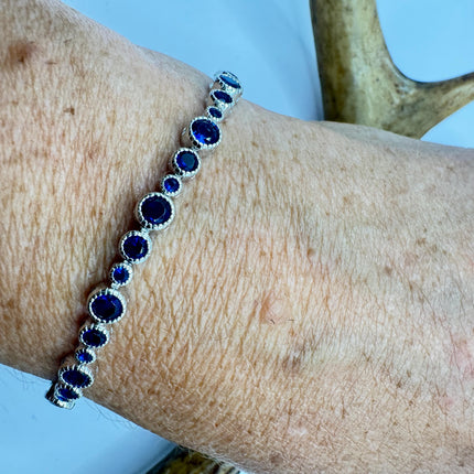 Vintage Blue Iolite CZ Bracelet Sterling Silver 925